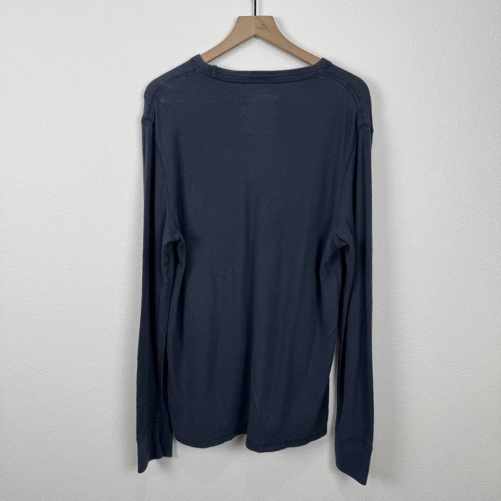 American Eagle Shirt Mens XL Blue Thermal Crewneck Vintage Fit Y2K Pullover‎